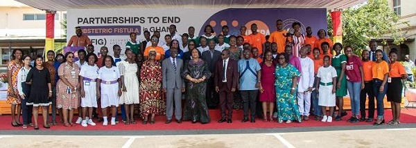 Mrs Rebecca Akufo- Addo (middle) with participants in the launch