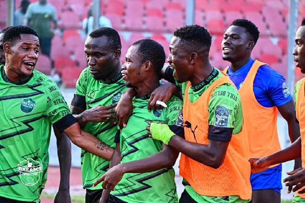 Dreams FC players celebrating their goal