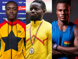 L-R: Nubia Adjei, Isaac Botsio and Abdul Wahib Omar are Ghanaian athletes