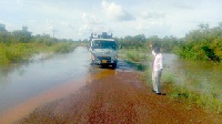 The flooded Mpaha-Mpaha Junction - Buipe road