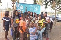 Eunice Akosua Botchwey with children at the orphanage