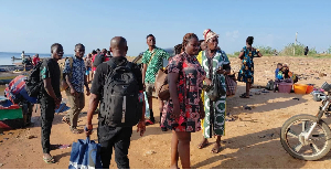 Scores of passengers have been left stranded on the Afram River