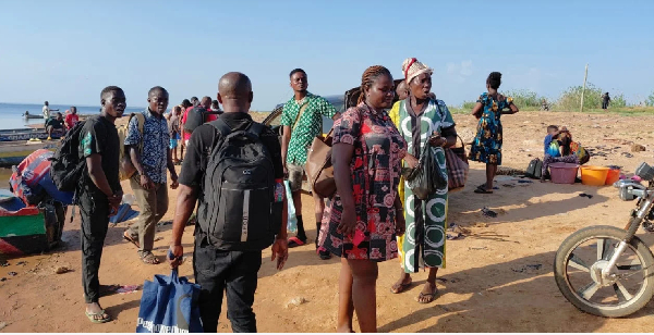 Scores of passengers have been left stranded on the Afram River