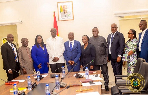 Finance Minister, Dr Ato Forson with members of the Board of Consolidated Bank Ghana Limited (CBG)