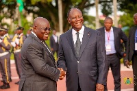 President Akufo-Addo exchanging pleasantries with President Allasane Ouattara