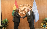 President Akufo-Addo exchanging pleasantries with UN Secretary-General Ant