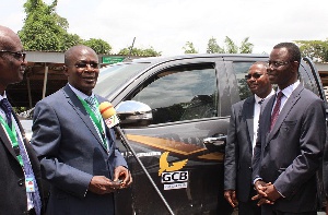 Professor Obiri Danso,Vice-Chancellor KNUST received the vehicle on behalf of the school