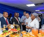 Farihan Alhassan (left) interacting with some attendees at the event