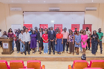 Absa Bank Ghana’s Finance team with students at Academic City University College