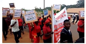 The group which calls itself 'Sons and daughters of Okuapeman' hit the streets to protest