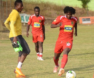 Asante Kotoko players training at Dawu.