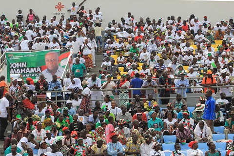 Some NDC supporters at Cape Coast stadium during the party's campaign launch