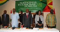 Former President John Dramani Mahama with other dignitaries at the Senchi Economic Forum in 2014