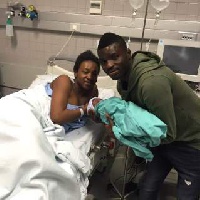 Ghanaian midfielder Alhassan Wakaso with wife and new baby