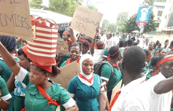 File photo: Nurses protesting to demand their clearance and postings