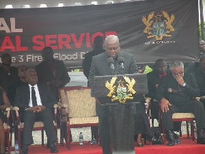 President Mahama at a memorial service for the June 3 victims