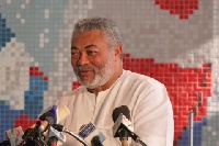 File photo of former president Jerry John Rawlings smiling