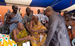 President Mahama exchanging pleasantries with some chiefs (file photo)