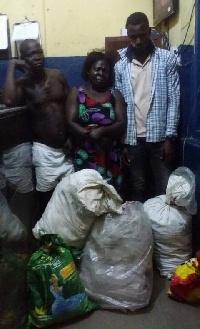The suspects: David Tetteh, 43, Akpeteyo Tetteh (a woman), 30, and Bortey Samuel 22