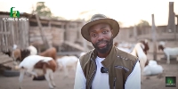 Fredrick Benneh Frimpong in his goat farm