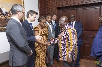 President Akufo-Addo exchanging pleasantries with Ghana's Ambassador to Russia, Dr Akyaa Opoku Ware