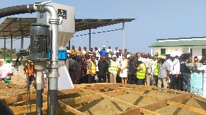 Head of Mission and President John Mahama inspecting a project at Ashaiman