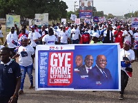 Supporters of the NPP at the Atebubu-Amantin healthwalk