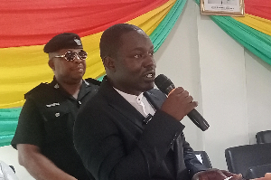 Ernest Owusu speaking to the gathering after he was overwhelmingly confirmed