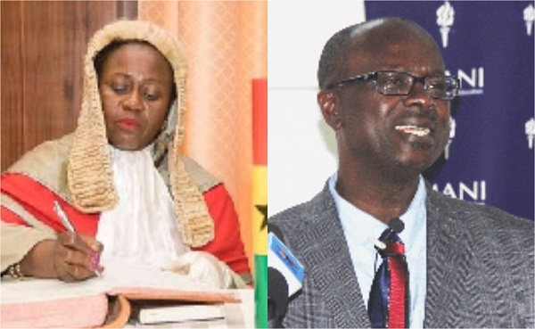 Prof Stephen Kwaku Asare, is US-based lawyer and scholar (R) and Chief Justice Gertrude Torkornoo
