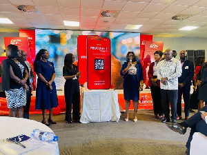 Jane Mingle, Cecil Sunkwa-Mills and the leadership team unveil the PruConnect App