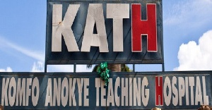 Komfo Anokye Teaching Hospital (KATH) sign board.