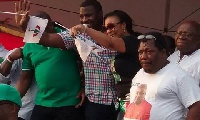 Celebrities endorsing President Mahama at a campaign ground.