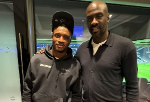 Mohammed Kudus (L) and Otto Addo during the visit