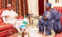 Shugaba Muhammadu Buhari da Tsohon Shugaban Najeriya Olusegun Obasanjo