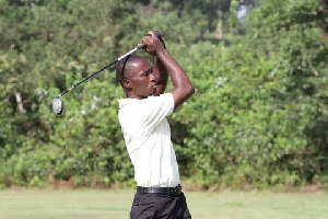 Eric Henaku in action at the on going Gold Fields PGA Golf Championship in Damang