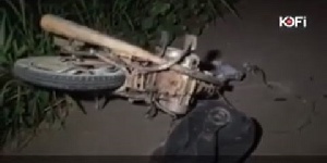 The damaged motorbike after the fatal accident