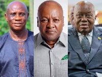 Obiri Boahen (L), President Mahama (M) and Akufo-Addo (R)