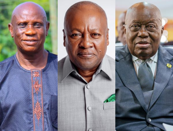Obiri Boahen (L), President Mahama (M) and Akufo-Addo (R)