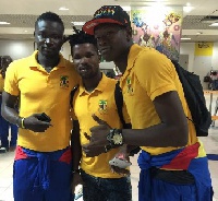 Players of Hearts of Oak pose for the cameras before their departure to Libya