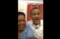 Lucky Mensah with an NPP fan mocking Mahama