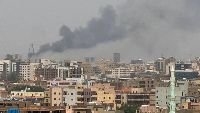 Smoke was seen rising over Khartoum on Thursday during the fighting