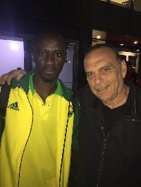 Coach Avram Grant with Rabiu Mohammed