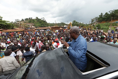 President John Dramani Mahama addressing residents during a tour.