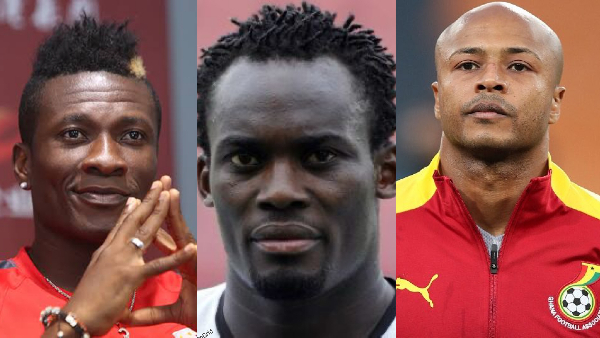 L-R Gyan, Essien, Dede Ayew have all been nominated before, for the Ballon d'Or award
