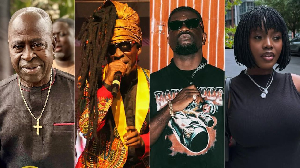 (L-R): Amakye Dede, Kojo Antwi, Sarkodie and Gyakie were present at the Independence Square