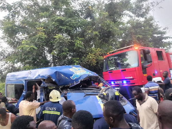 5 feared dead, 11 injured after sprinter bus rams into stationed tipper truck in Konongo
