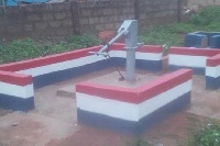 Students' borehole painted with NPP colours