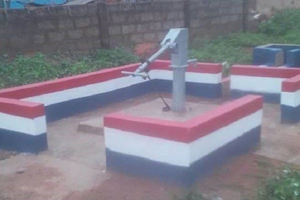 Students' borehole painted with NPP colours