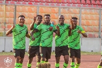 Dreams FC players in celebration