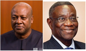 John Mahama (L) says he cried like a baby after hearing about John Atta Mills' (R) demise